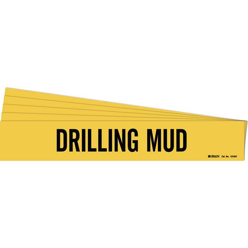 DRILLING MUD Pipe Marker Style 1 Black on Yellow 1 per Card, 5 PK